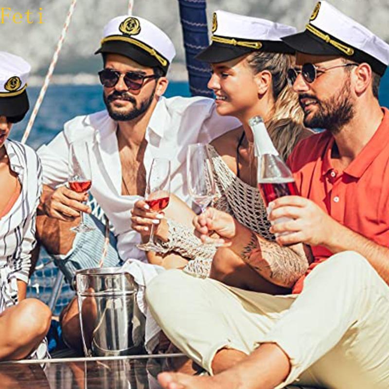 Feti Navy Marine Hat Yacht Captain Hat Sailor Captain Costume Navy Marine Admiral Cap