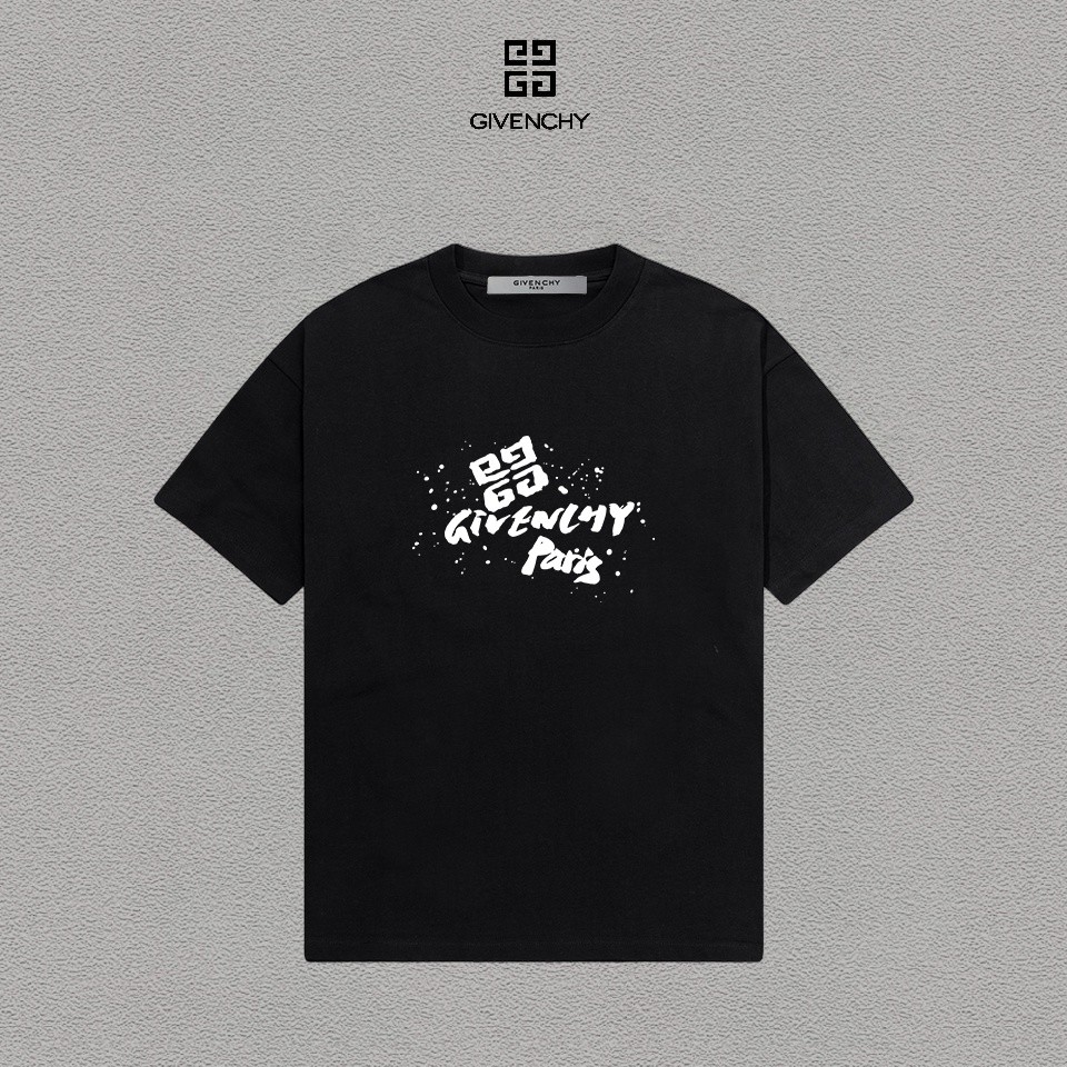 GIVENCHY/GIVENCHY/2026 คลาสสิกรอบคอแขนสั้นเสื้อยืดผู้ชายผู้หญิงสไตล์ใหม่หลวมขนาดใหญ่สไตล์ใหม่ Heavy 