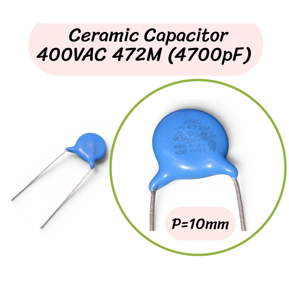 Capacitor Safety gauge Y1 Y2  400VAC 250VAC 472M (4700pF) เซรามิก JNC P7.5  P10