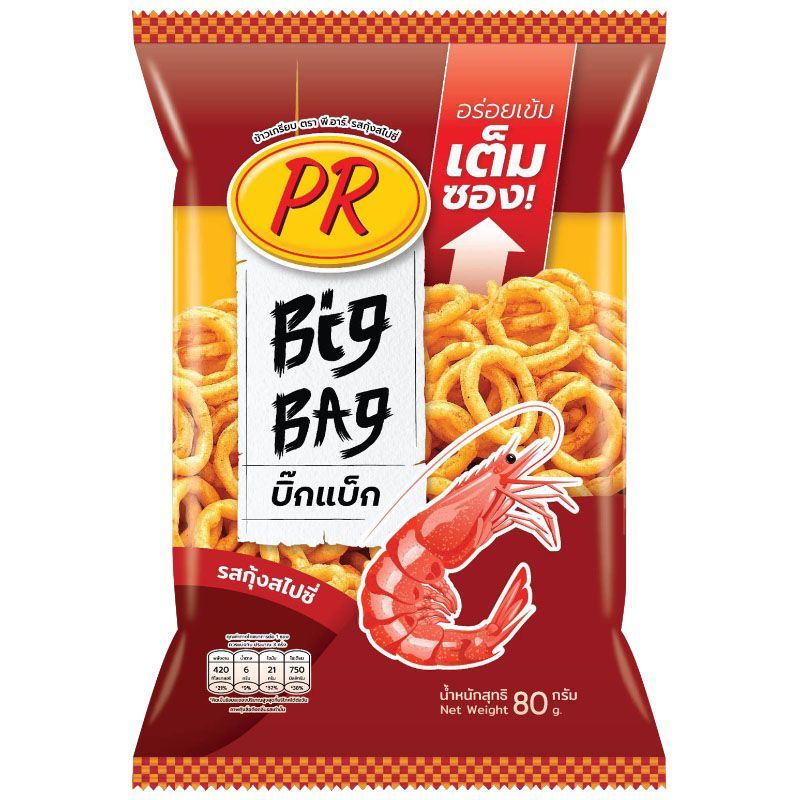 พีอาร์ข้าวเกรียบรสกุ้งสไปซี่่ 80กรัม PR Crispy Snack Spicy Shrimp 80g.