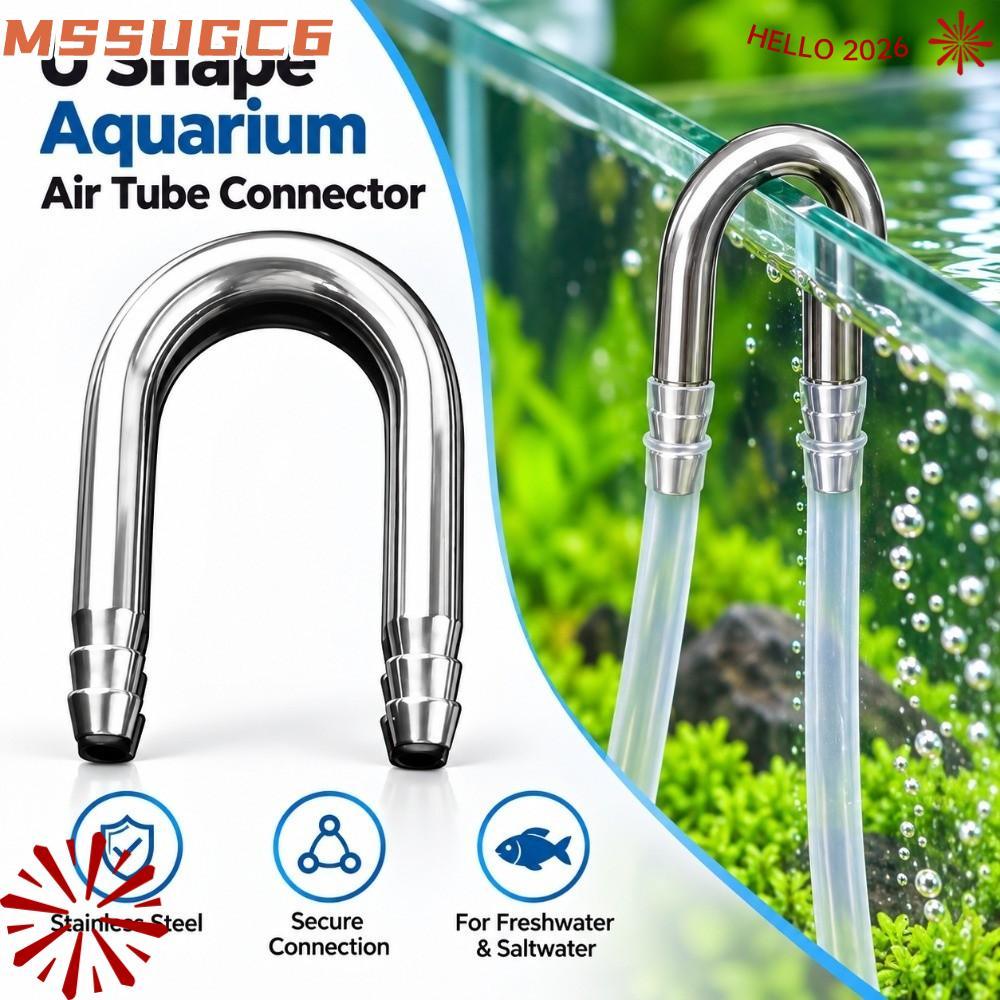 MSSUGC6 Air Tube Connector, U รูปร่าง 4-5 มม.หลอด Aquarium Airline Connector, สนิมสแตนเลส Diffuser ใ