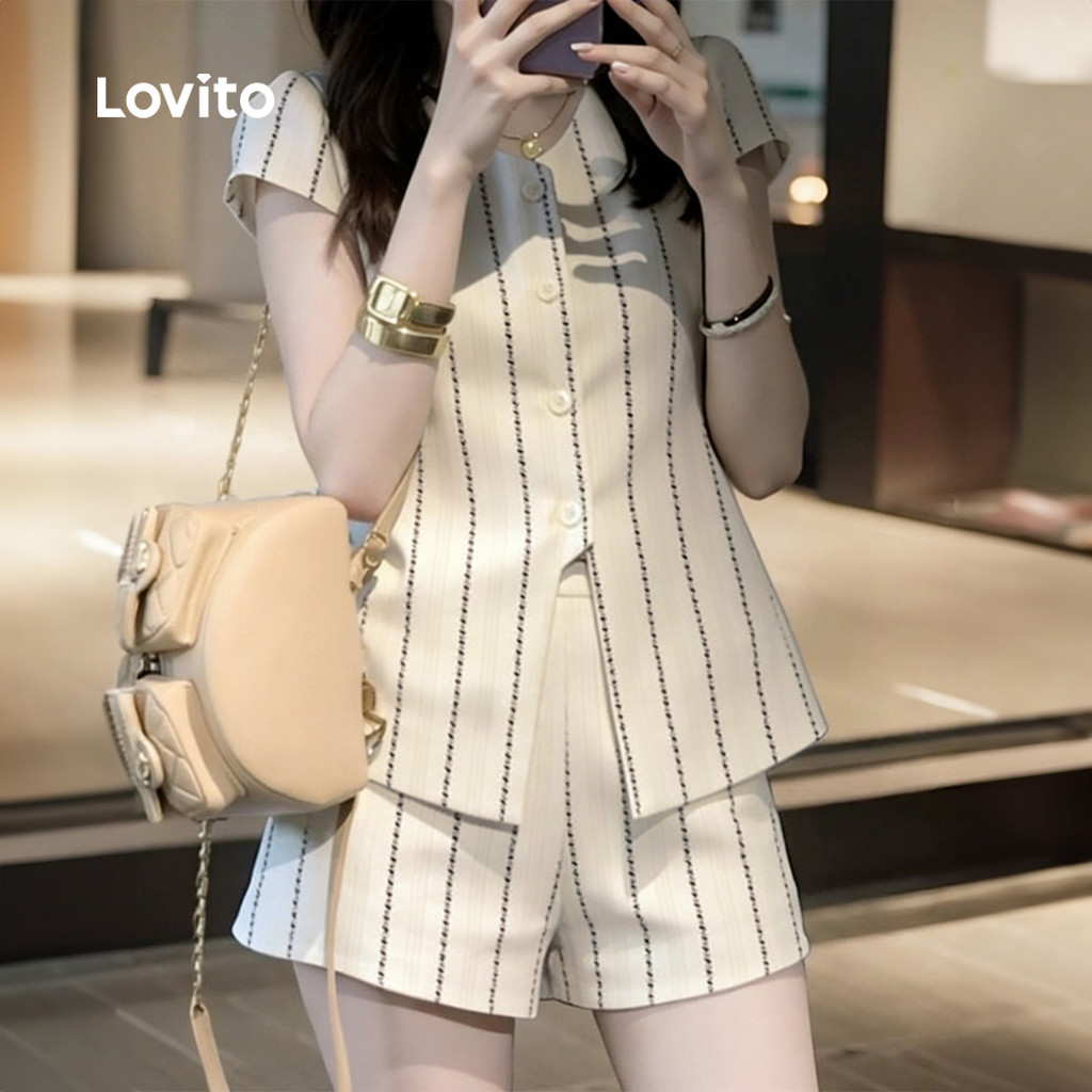 Lovito بلوزة نسائية بسيطة بأزرار — صورة 3
