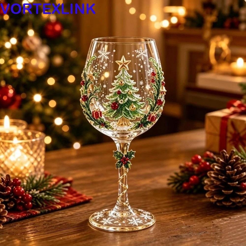 VORTEXLINK Clear Stemmed Cup, Snowman Transparent Christmas Glassware, Santa Claus Funny Elk Tall Gl