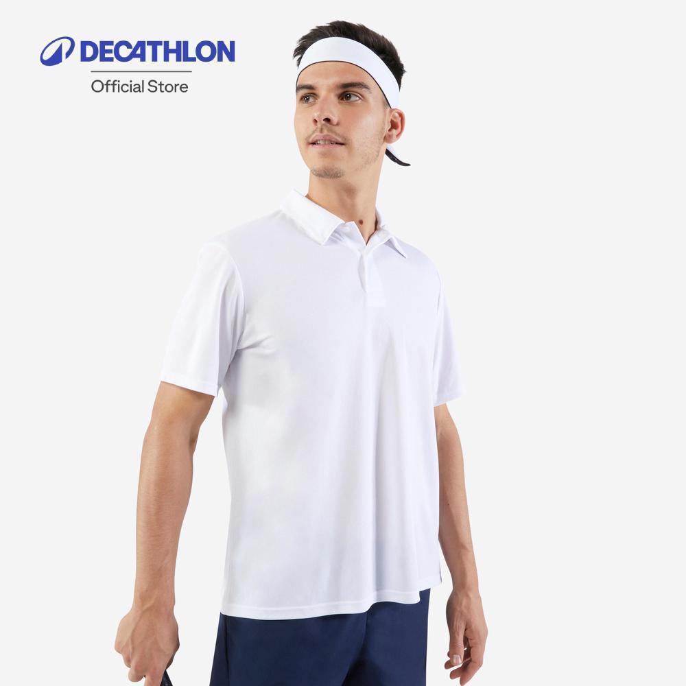 Decathlon 700 Tennis Badminton Padel Table Tennis Squash Polo Shirt เสื้อโปโลเล่นเทนนิส รุ่น Dry 100 - White