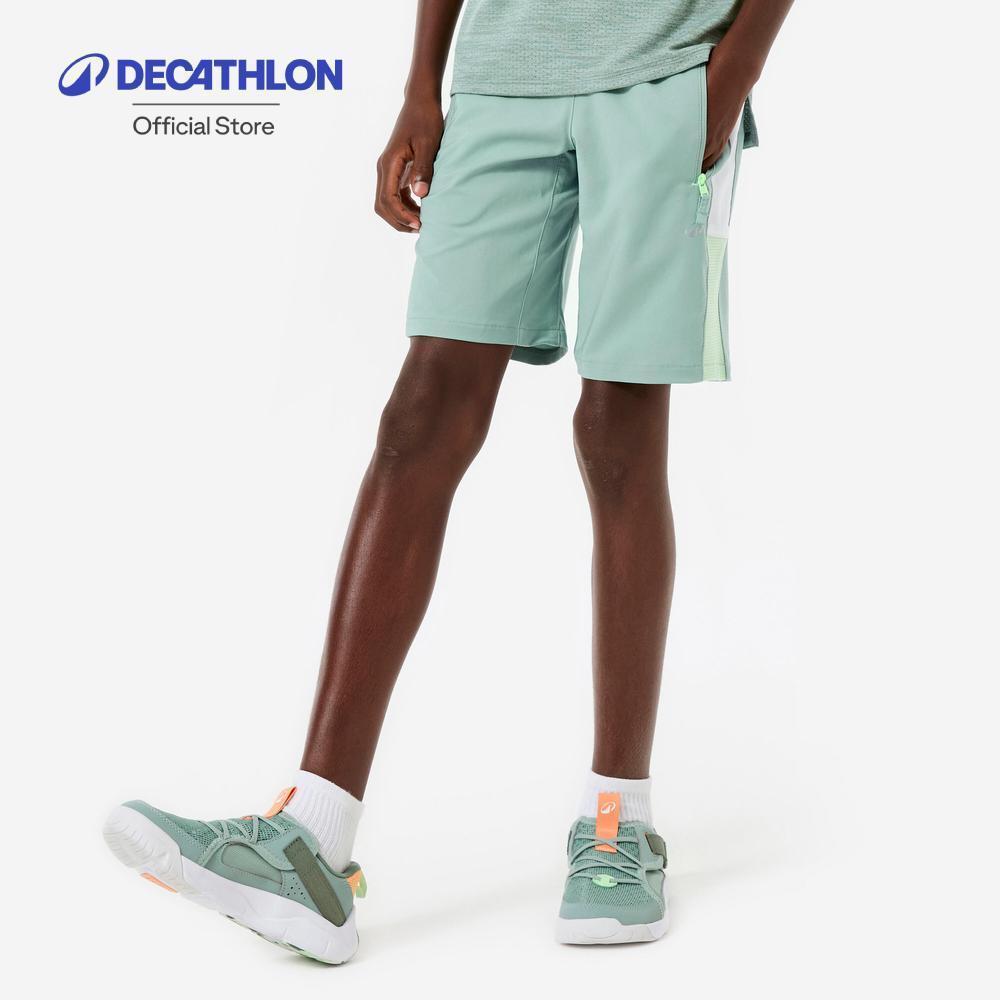 Decathlon Kids' Breathable Multisport Shorts กางเกงขาสั้นใส่เล่นกีฬาระบายอากาศได้ดีสำหรับเด็ก - Green/White