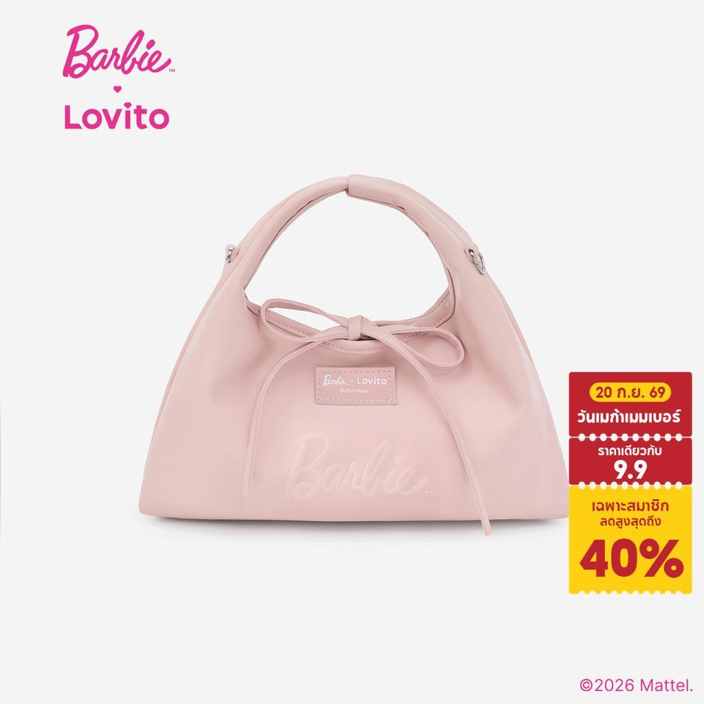 Barbie™ X Lovito กระเป๋าสะพายไหล่ขนาดเล็กสไตล์เกาหลี Casual Pu Bow สำหรับผู้หญิง LBL5AD037