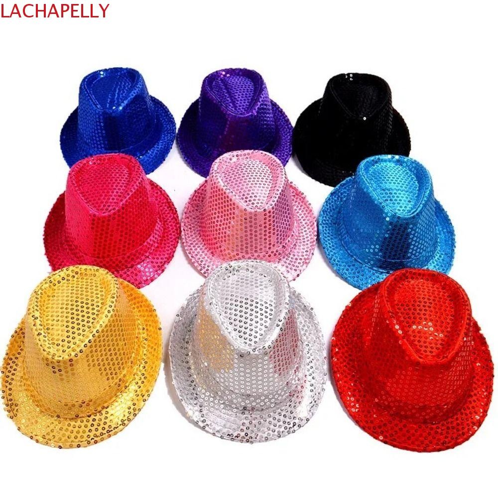 LACHAPELLY Sequins หมวก Fedora, เลื่อม Brilliant Dance แจ๊สหมวก, เวอร์ชั่นเกาหลี Shiny Performance 5