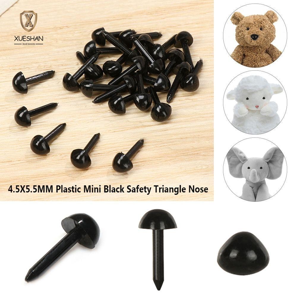 XUESHAN 100 ชิ้น/ถุงความปลอดภัยสามเหลี่ยมจมูกสําหรับตุ๊กตาสุนัขพลาสติกสีดํา 4.5X5.5 มม.