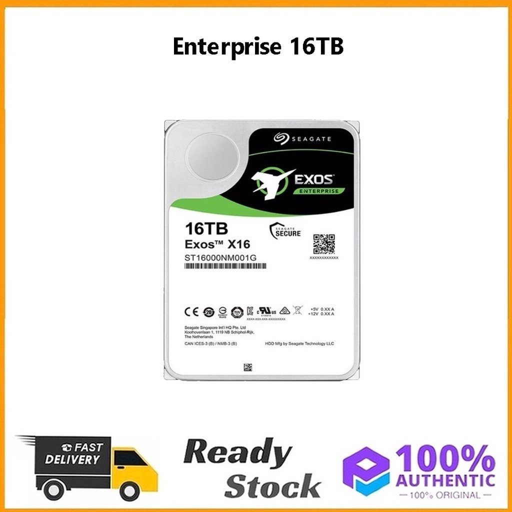 Seagate Enterprise 16TB Exos x16 SATA 7200RPM 256M ฮาร์ดไดรฟ์ภายใน ST16000NM001GHT99 REUH