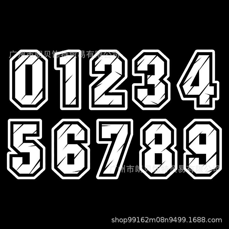 Motorcycle car numbers 0 1 2 3 4 5 6 7 8 9 Racing car numbers Helmet Racing car vinyl decal accessor