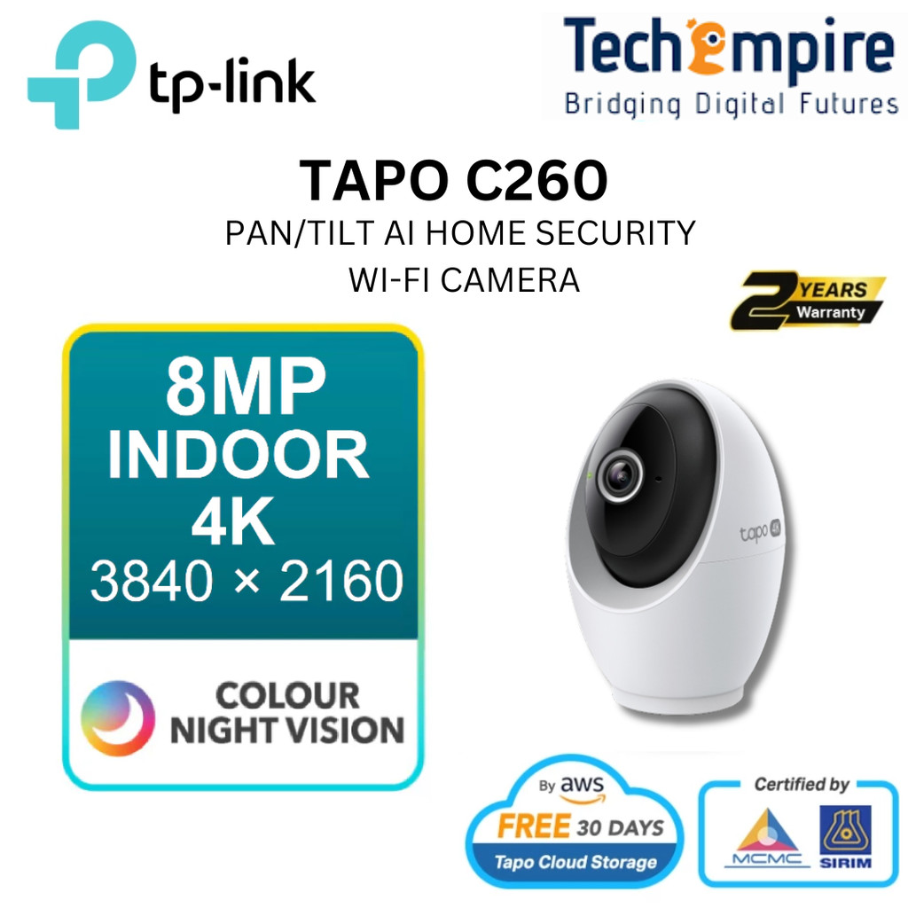 TP-LINK Tapo C260 Pan/Tilt AI Home Security Wi-Fi Camera