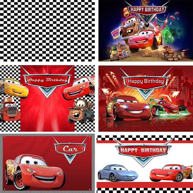 Cars Mcqueen วันเกิดฉากหลังสําหรับถ่ายภาพอาบน้ําเด็กเด็กเด็กสีดําสีขาวพื้นหลังวันเกิด