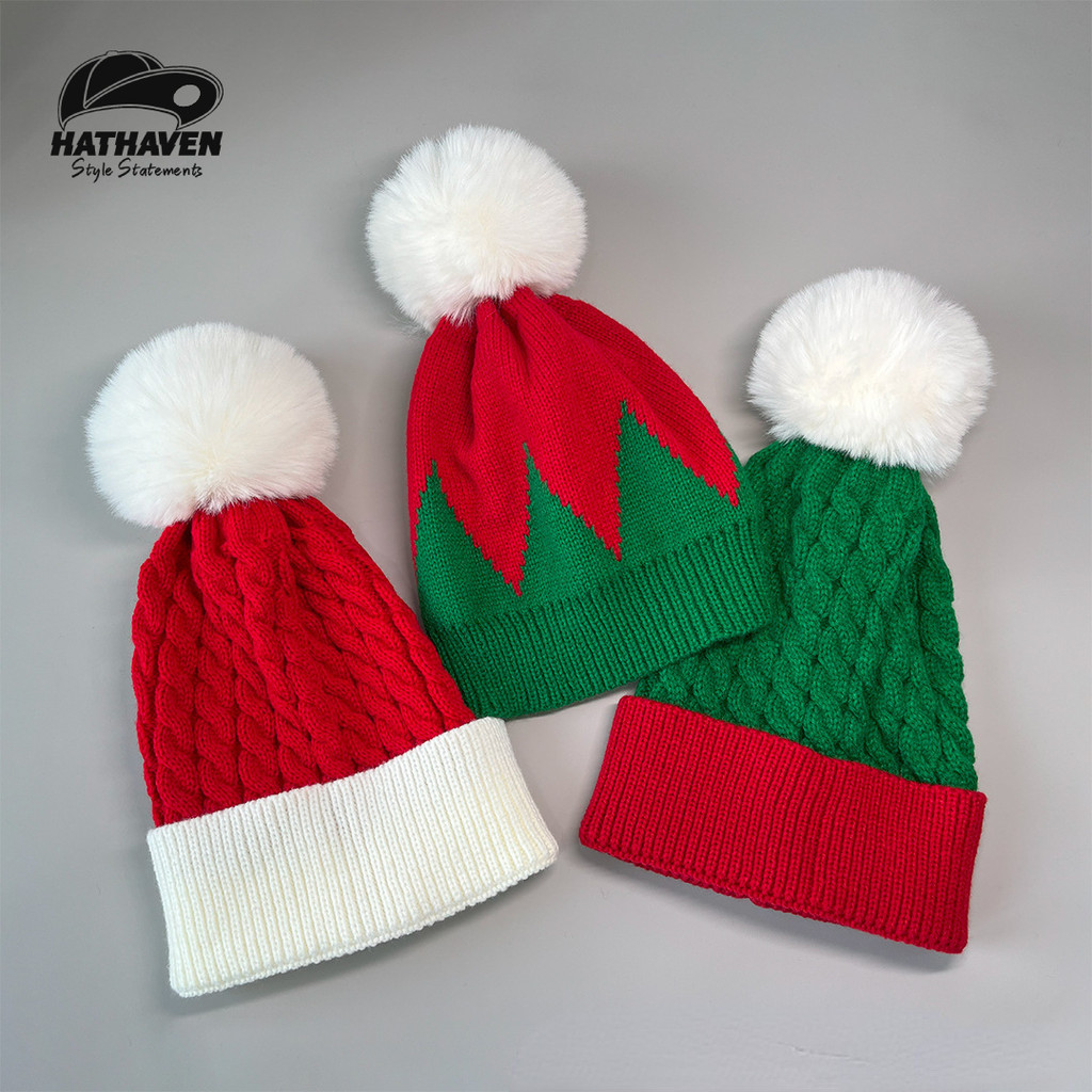 (พร้อมส่ง) หมวกไหมพรม หมวกคริสต์มาส ฤดูหนาว Merry Christmas Bell Hat Beanies บีนนี่ บีนนี่