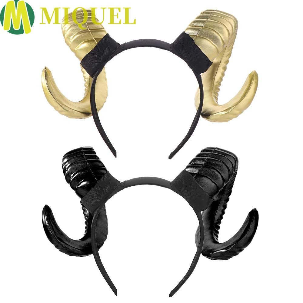 Miqueล สร้อยหัวปีศาจ Demon Horns สีดำ ของตกแต่งสำหรับงานปาร์ตี้ Halloween แบบสมจริง นำมาใช้ใหม่ได้