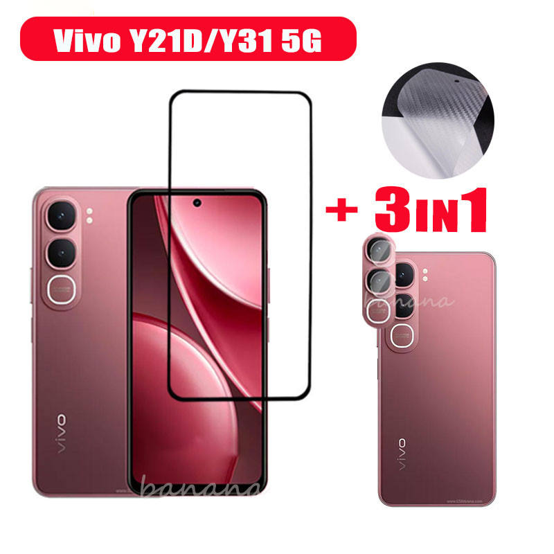 Vivo Y21D กระจกเทมเปอร์ปกป้องหน้าจอ Vivo Y31 5G Y21A Y21S Y21T ฟิล์มเลนส์กล้อง+ฟิล์มด้านหลัง