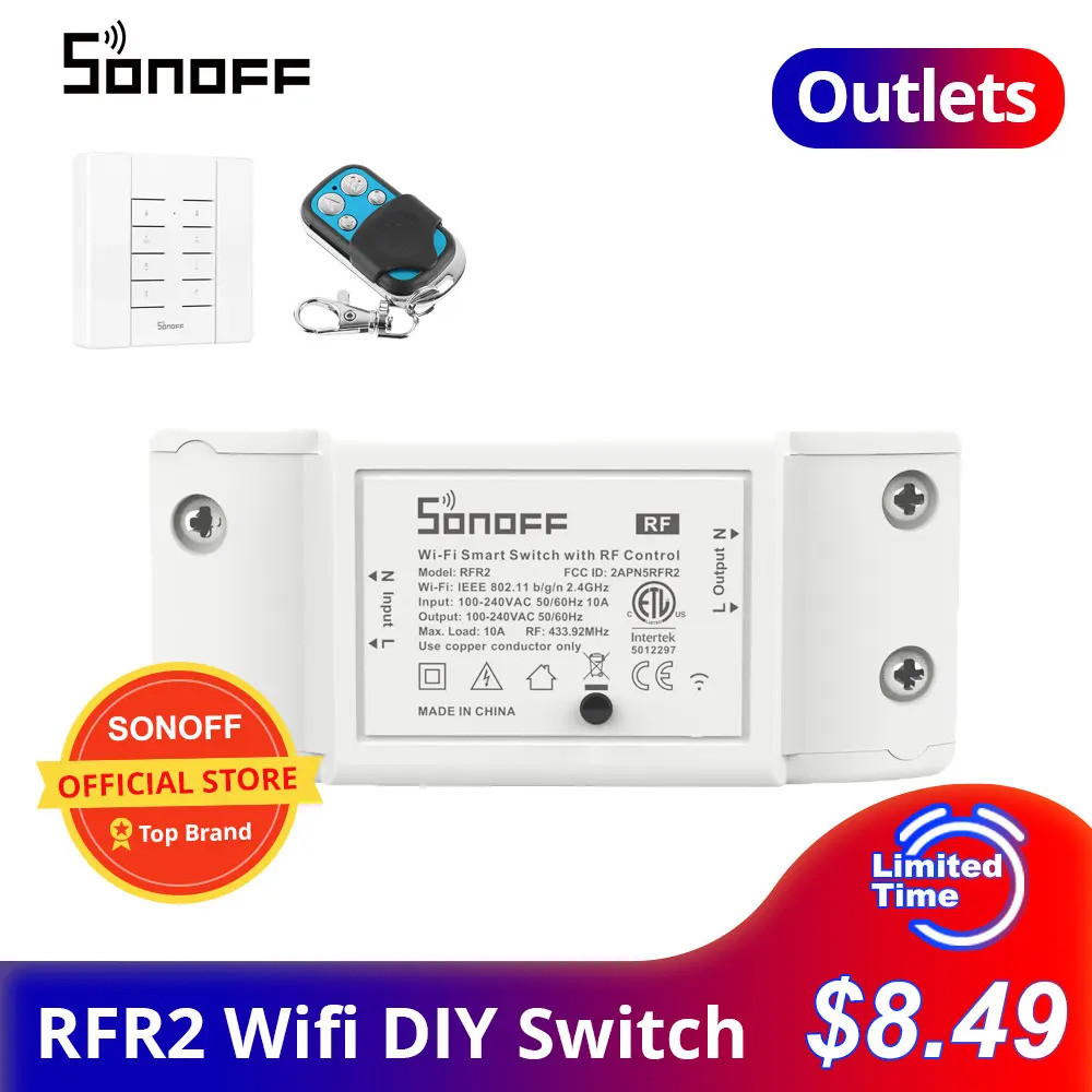 SONOFF Outlets RFR2 Wifi Breaker Moudle DIY Wifi/433MHz RF รีโมทคอนโทรลสวิทช์สมาร์ท Home Automation 