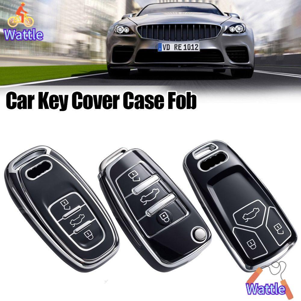 WATTLE กุญแจรถ,ตัวป้องกันกุญแจ Soft TPU ฝาครอบกุญแจ,ผู้ถือฝาครอบกุญแจรีโมทสําหรับ Audi A1 A3 8P A4 A