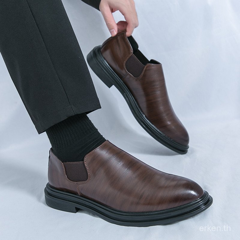 Men Casual Leather Shoes Formal Shoes Pointed England Fashion Matte Platform Leather Shoes IQEI