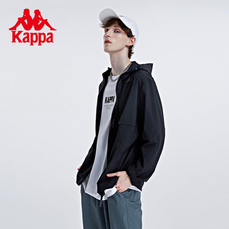 K K Kappa Kappa String Label Windbreaker สไตล์ใหม่ฤดูใบไม้ร่วงผู้ชายทอเสื้อแจ็คเก็ต Casual Hooded คา