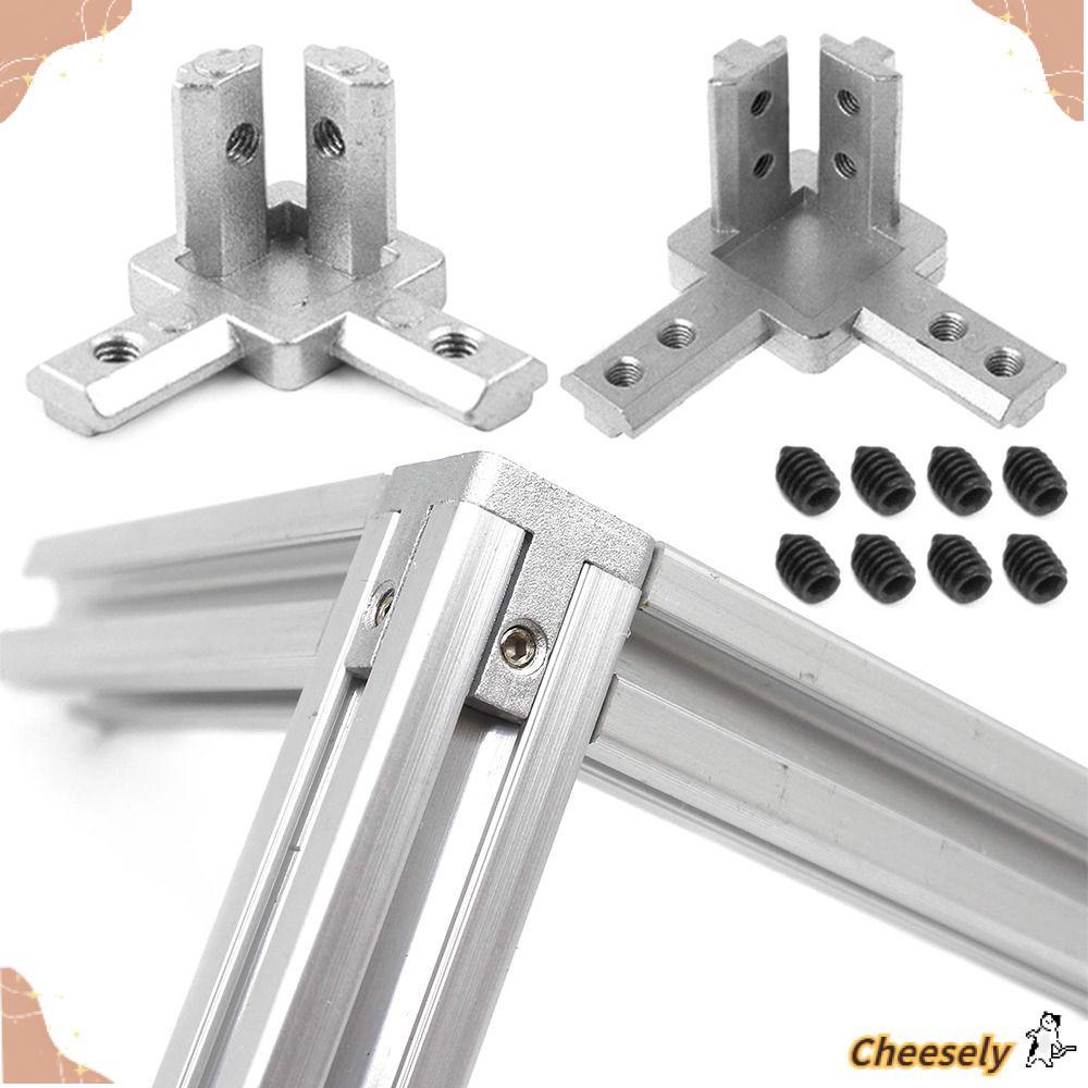 CHEESELY Bracket Connector Silver Aluminium Alloy Aluminium Extrusion Profile 3-Way
