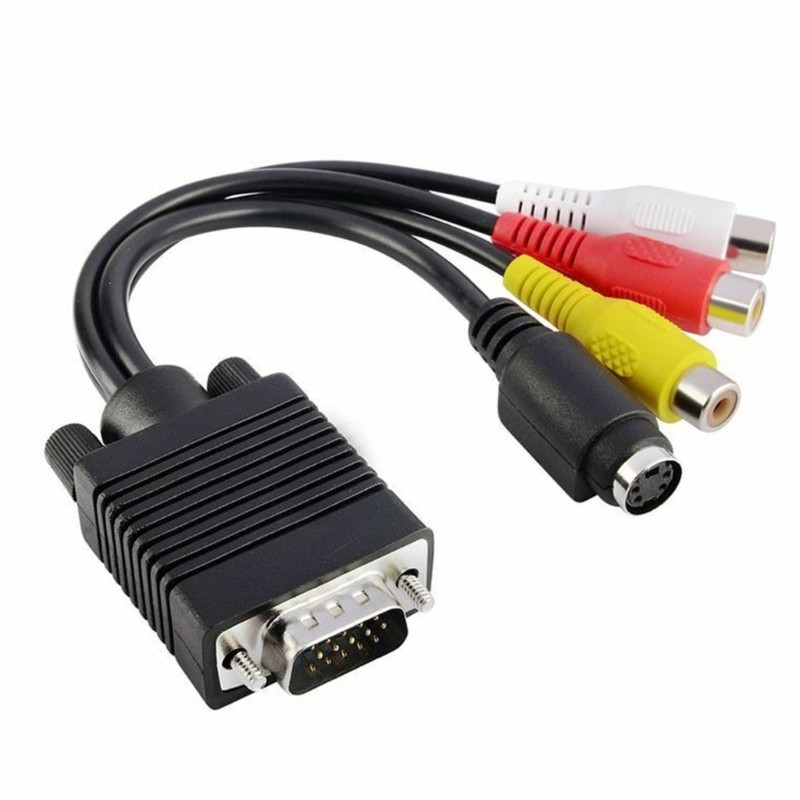 Doublebuy Multi Device Compatible VGA To AV Cable สําหรับโฮมเธียเตอร์ Setups 15CM 5 9in