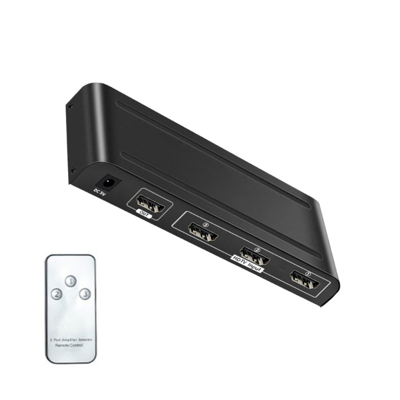 ANN 3 In 1 Out HDTV Splitter Metal Housing การกระจายความร้อน 3840x2160 ความละเอียด