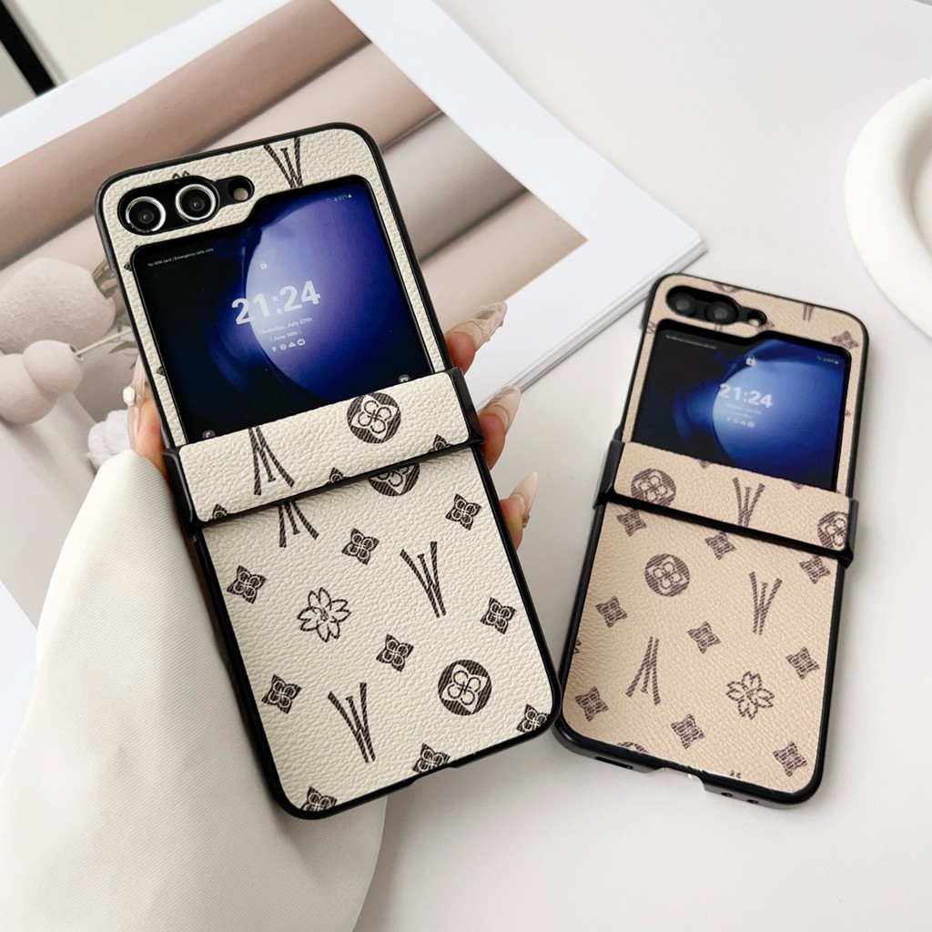 LUKEN LUKEN รูปแบบหนังเคสโทรศัพท์สําหรับ Samsung Galaxy Z Flip 7 6 3 4 5 Flip7 ชิ้น-เซ็ต PC บานพับแจ