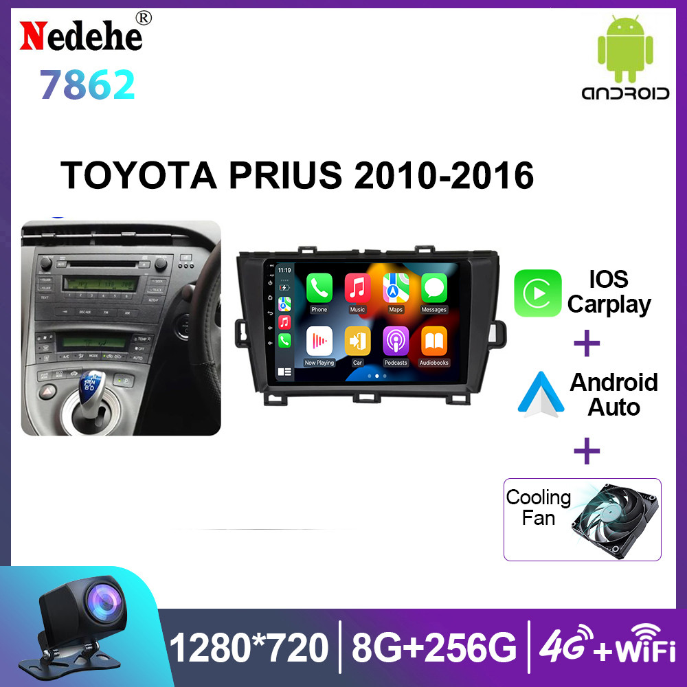 Toyota Prius 2012-2015 Android 14 Car Player Carplay Android Auto 9 "QLED Screen Wifi 4G พร้อมปลอกปล