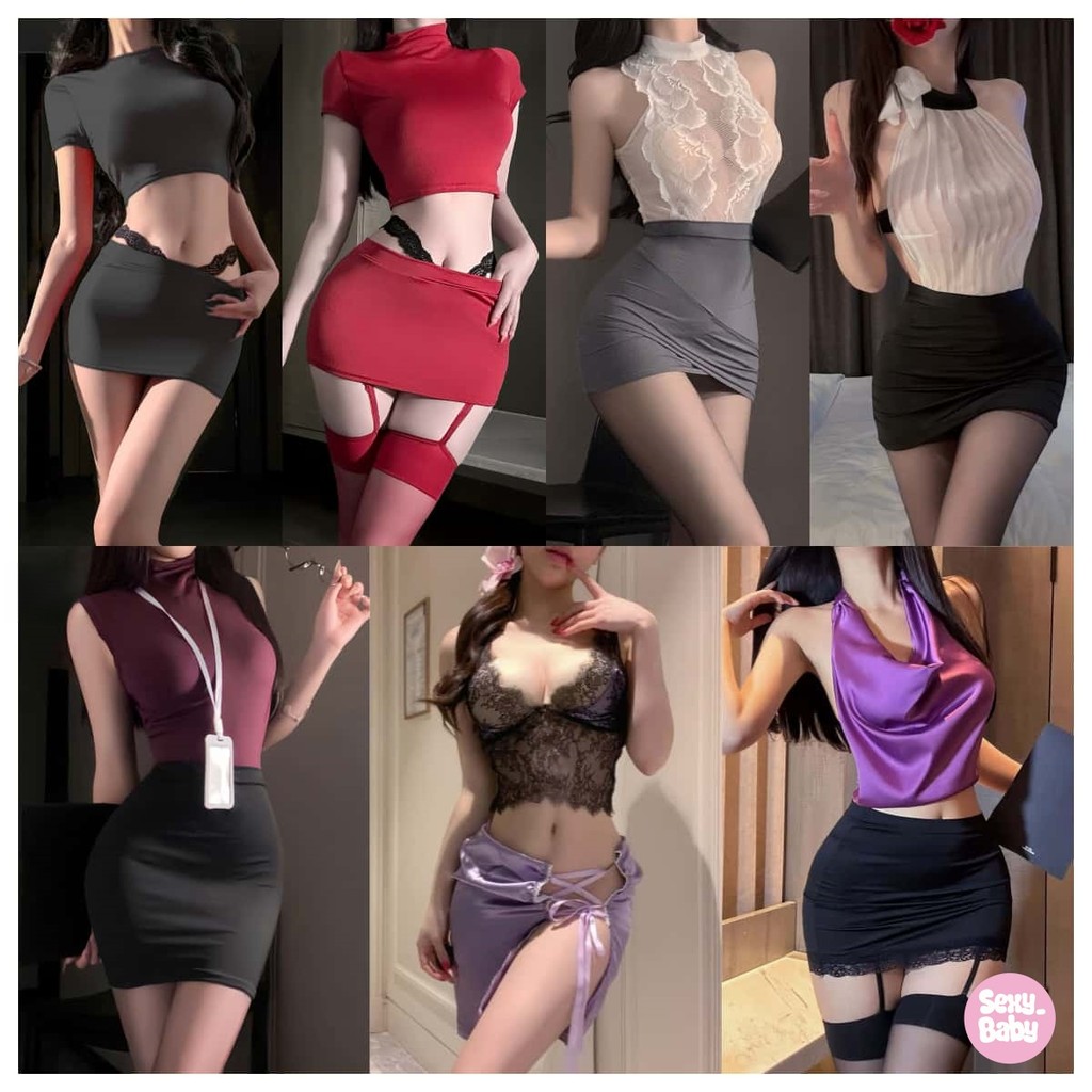 sexy baby ชุดเลขาสุดเซ็กซี่ ชุด cosplay คอวี โชว์หน้าอก ผ้านิ่ม เดรสรัดรูป lace พร้อมส่ง ราคา ถูกที่สุด ดีลบีเคเค