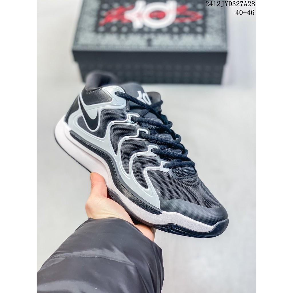 Zoom KD17 EP Drant 17t Generation Low Top คู่กีฬารองเท้าผ้าใบสีดําและสีขาวสีดําเช่นกัน