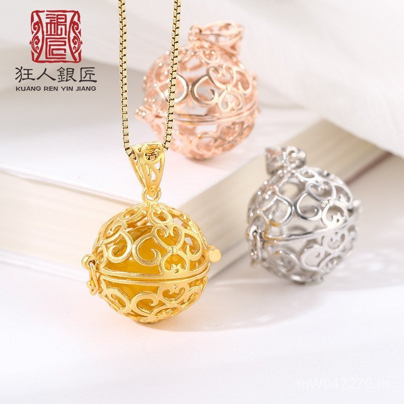 สร้อยคอเงิน Sterling ส925 ออกแบบสไตล์จีนดั้งเดิม ประดับลูกปัดทรงกลม สร้อยคอ DFF0