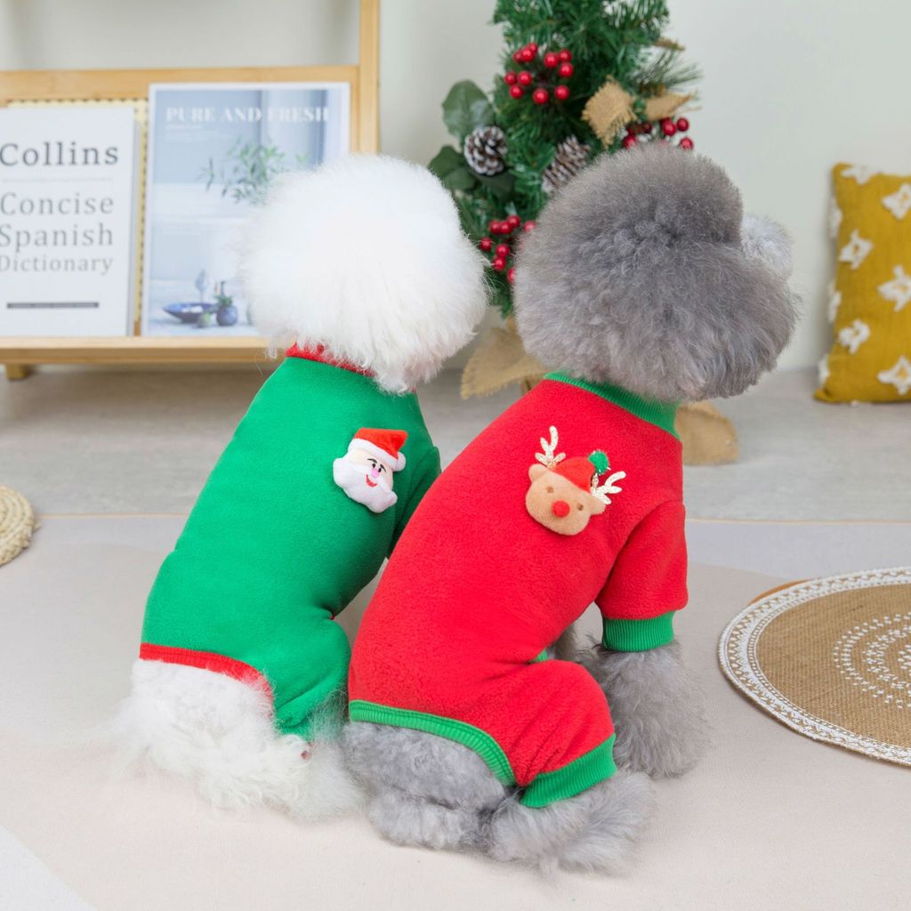 CHONGLEGU เสื้อหมา Chrismas เสื้อผ้าสําหรับวัสดุผ้าฟลีซสไตล์ฤดูหนาว Bichon