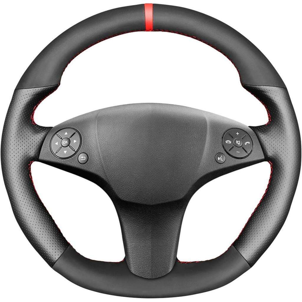 MEWANT มือ Stitch พวงมาลัยฝาครอบหนังนิ่มและหนังแท้สําหรับ Mercedes Benz AMG C63 W204 /CLS-Class C219