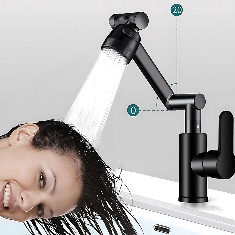 Mechanical Arm Universal Faucet Bathroom Kitchen Splashproof Faucet Bathroom Countertop Basin Hot an