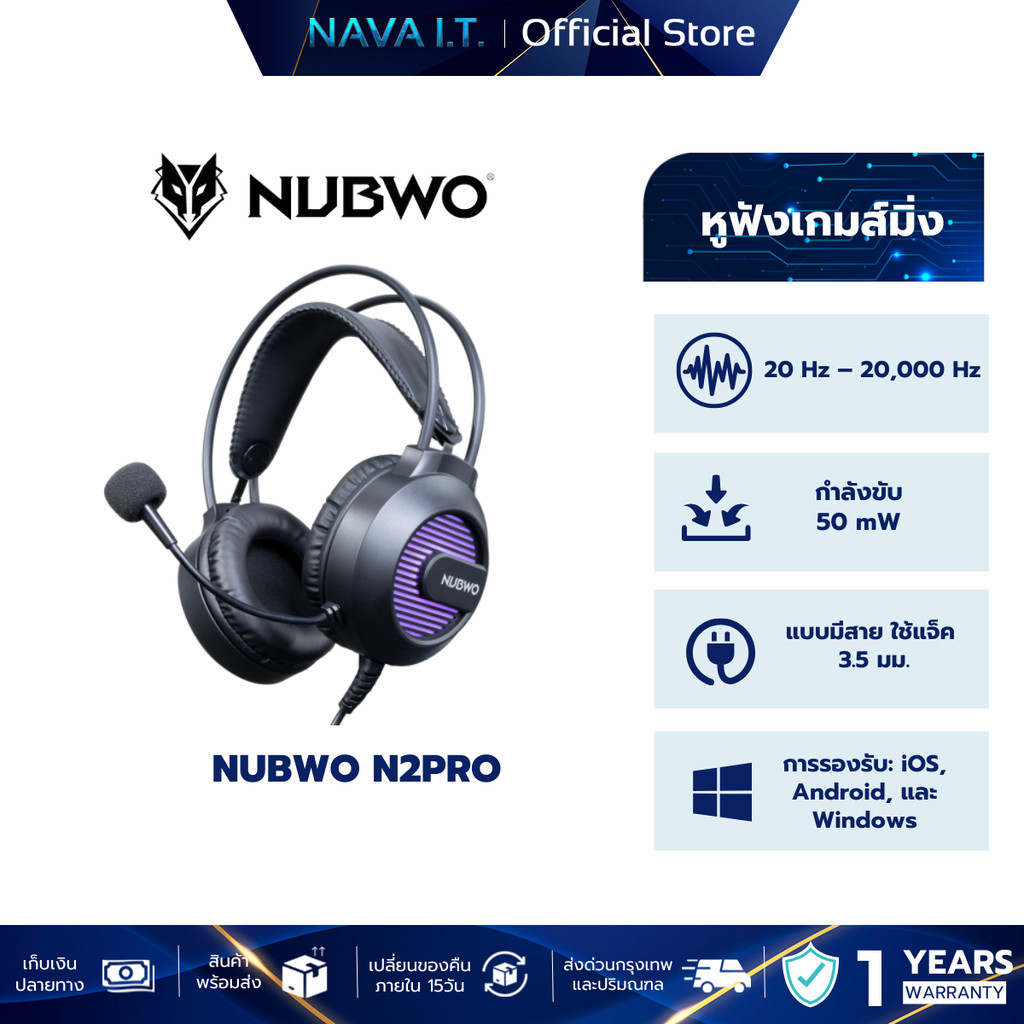 Nubwo N2PRO หูฟังเกมส์มิ่ง สินค้ารับประกัน 1 ปี
