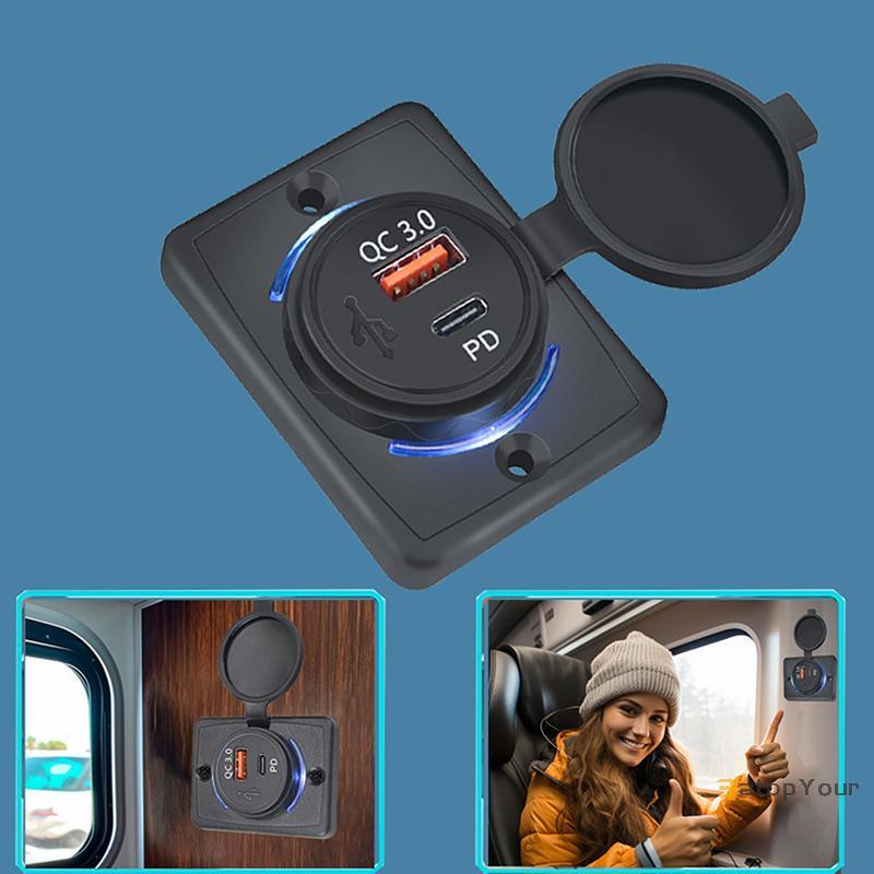 EatopYour] B21PD QC+PD/ B21 A+C 3.1A Car Charger Dual USB Adapter ทรงกลมกันน้ํา Soaccket Power Adapt