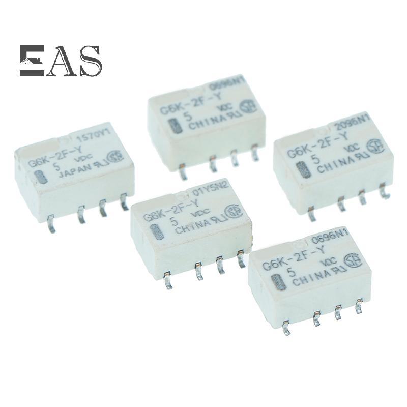 [EA] 5 ชิ้น dc 5v smd g6k-2f-y รีเลย์สัญญาณ 8pin สําหรับรีเลย์ omron TH