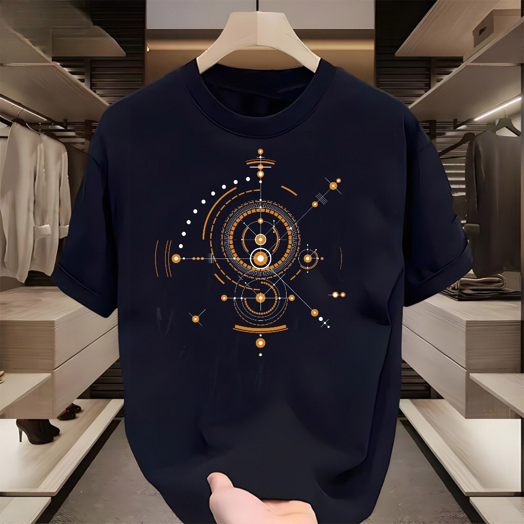 KATUN [Premium Mens T-Shirt 100% Combed Cotton]Black Geometric Graphic T-Shirt Yellow White Men Wome