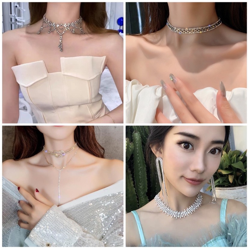 สร้อยคอ สร้อยคอมีไฟ LED กับพลอยเทียมหรูหรา