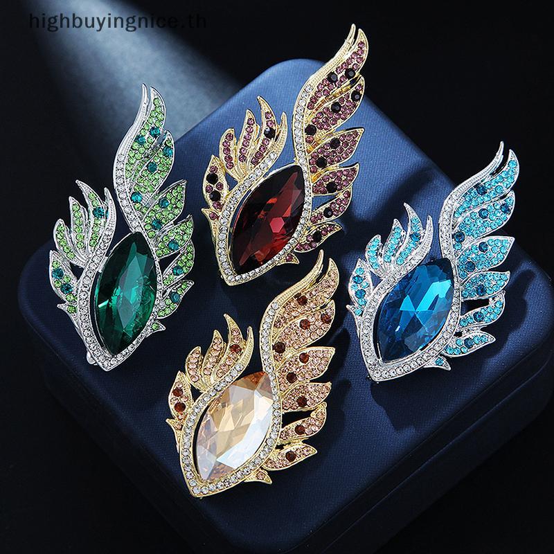 HNTH เข็มกลัดคริสตัล Phoenix Eye Feather สำหรับผู้หญิง พร้อมให้เป็นของขวัญพิเศษ