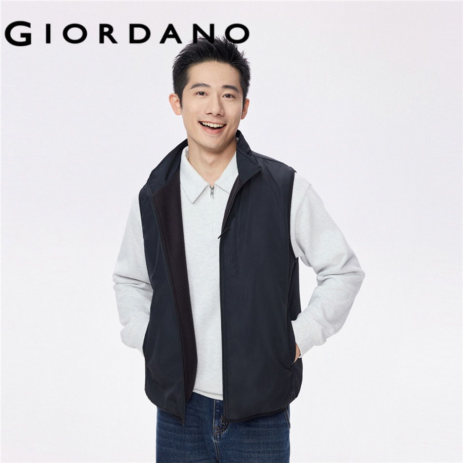 GIORDANO MEN Fleece lined stand collar vest 13075855