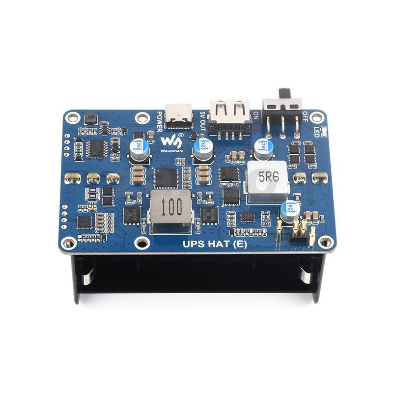 UPS HAT E โมดูลจ่ายไฟอย่างต่อเนื่องสําหรับ Raspberry Pi 5/4B/3B+ 5V 6A เอาต์พุต Type-C ชาร์จเร็ว I2C