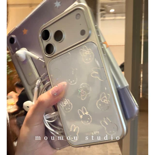 Huiwanju electroplated Epoxy Rabbit น่ารักเหมาะสําหรับ iPhone17ProMax เคสโทรศัพท์มือถือเคสป้องกัน 16Pro/15.