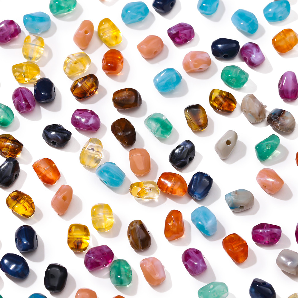 ลูกปัดอะคริลิคขนาด 6*9 มม. เลียนแบบหินบด 20 ชิ้น สำหรับทำสร้อยคอมือ