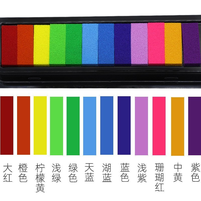 Diy โรงงาน 12 สีสีสันยาวแถบตรายางคู่มือ Cross-Border Ink Pad ลายนิ้วมือภาพวาดนิ้วมือ Graffiti Ink Pa