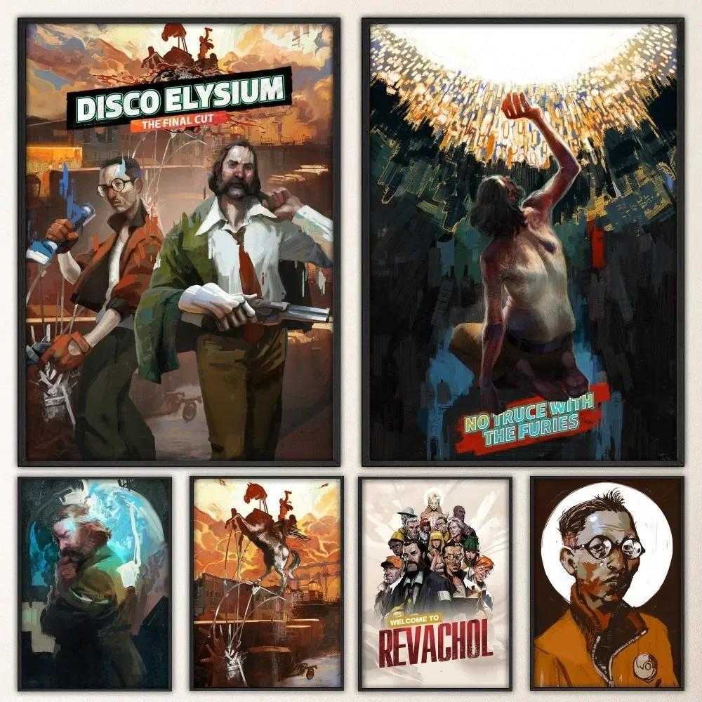 โปสเตอร์เกม Disco Elysium ขนาดเล็ก สติ๊กเกอร์ตกแต่งบ้าน ใช้ได้ทั้งในบ้านและสถานประกอบการ