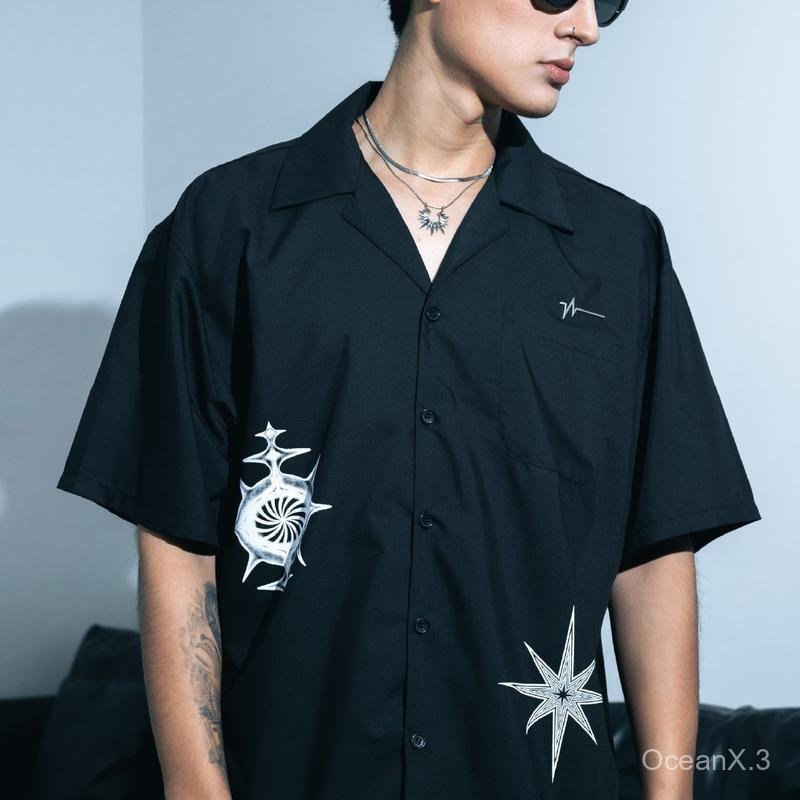 URTHE - เสื้อเชิ้ต เเขนสั้น Oversize Col. DARKWAVE รุ่น DW BASIC SHIRT