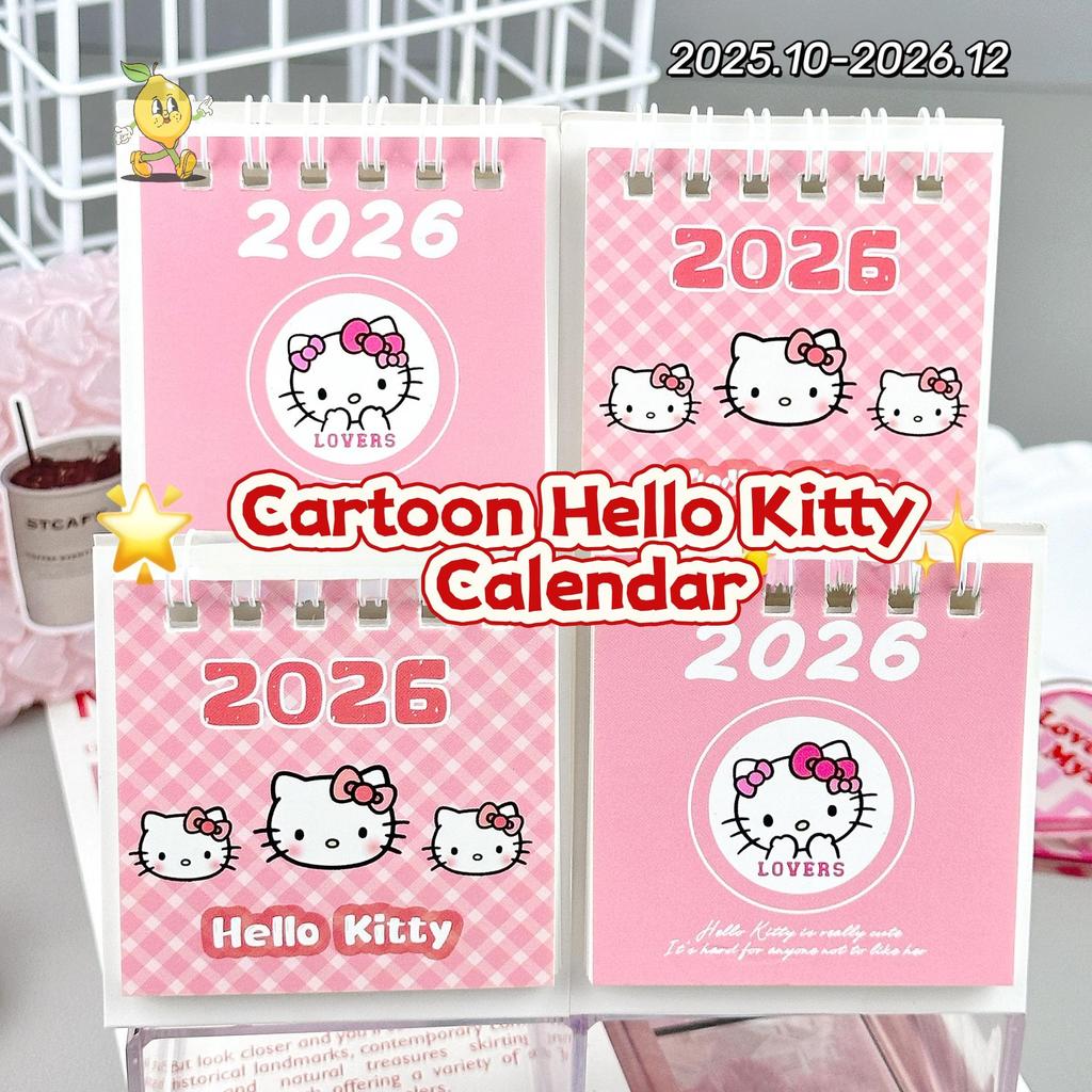 [mozh] 2026 การ์ตูน Sanrio Hello Kitty Mini ปฏิทินตั้งโต๊ะ Creative Desktop Decoration Daily Planer 