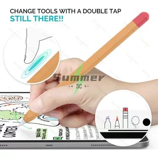 เคสสำหรับ Apple Pencil 1st 2nd 3th Pencil Pro บางเฉียบ ฝาครอบป้องกันซิลิโคน เข้ากันได้กับการชาร์จแบบแม่เหล็ก แตะสองครั้ง