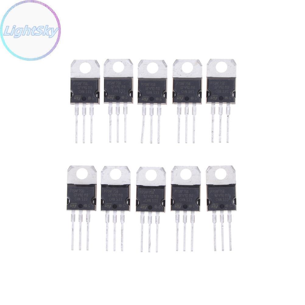LightSky 10PCS P75NF75 P75N75 STP75NF75 TO-220 ทรานซิสเตอร์เดิม TH